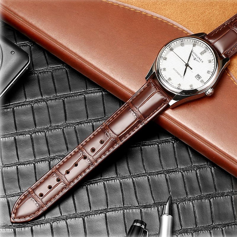 MORANO Moran Genuine Leather Replacement Watch Band Deployment Buckle 18mm 19mm 20mm 21mm 22mm 23mm 24mm Calfskin Watch Strap for Men's and Women's - Image 2